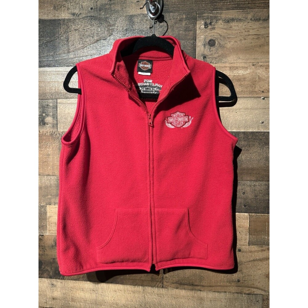 Harley Davidson Women's Fleece Vest Red Embroidered Size S